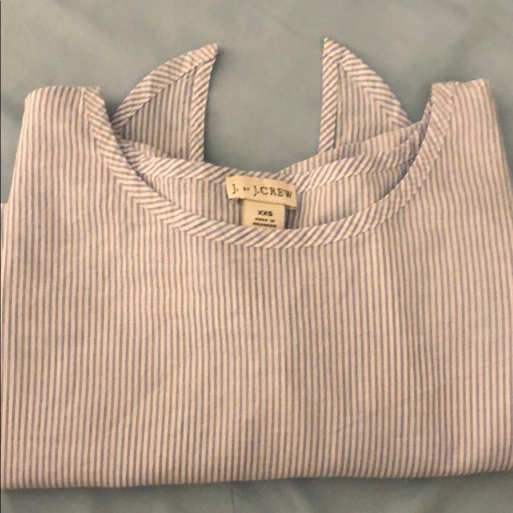 J. Crew Factory Tie Front Blue Stripe XXS